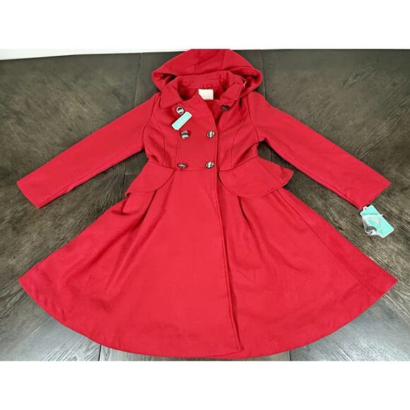 Copper Key Other - Brand New Copper Key Peplum Style Coat Size 10 / 12 Red Hooded New With Tags